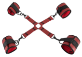 Красно-черная фиксация крестовая для рук и ног Bondage Set - 0
