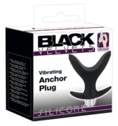 Чёрная анальная V-образная пробка Black Velvets Vibrating Anchor Plug с вибрацией - 10,3 см. - 1