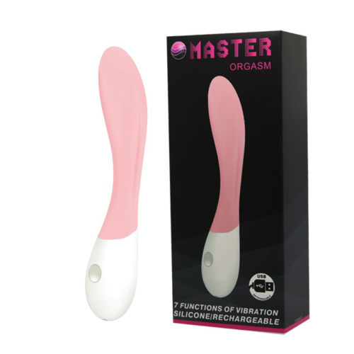 Нежно-розовый перезаряжаемый вибратор Master Orgasm - 20 см. - 0