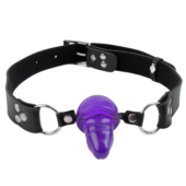 Фиолетовый гелевый кляп-фаллос Penis Ball Gag - 4