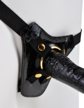 Чёрный с золотом женский страпон Designer Strap-On - 3