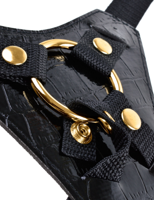 Чёрный с золотом женский страпон Designer Strap-On - 2