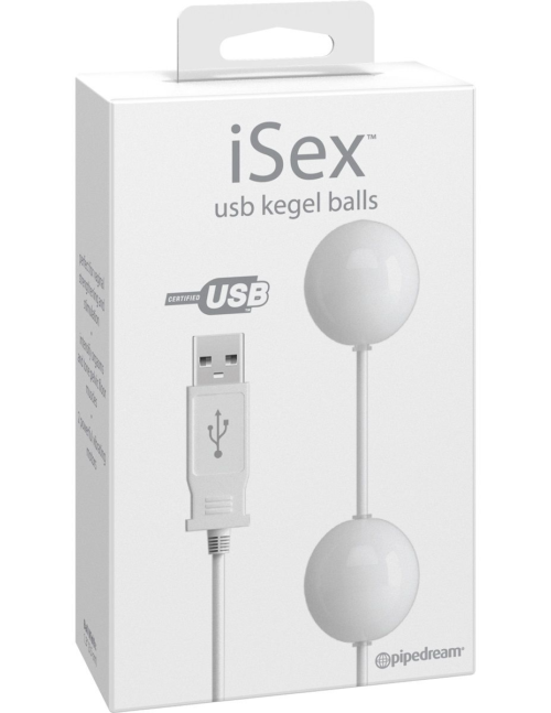 Белые вагинальные виброшарики USB KEGEL BALLS, работающие от USB - 0