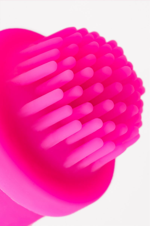 Розовый силиконовый вибратор Idol с клиторальным стимулятором - 22,4 см. - 11