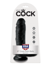 Чёрный фаллоимитатор 8 Cock with Balls - 21,3 см. - 3