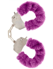 Металлические наручники с фиолетовым мехом - 0