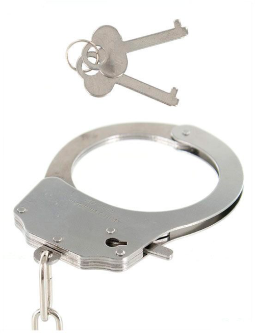 Металлические наручники с фиолетовым мехом - 1