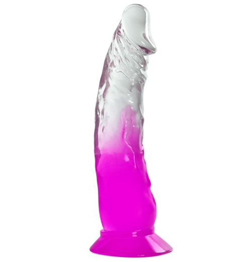 Фиолетовый фаллоимитатор без мошонки с прозрачным стволом и присоской - 15 см. - 0