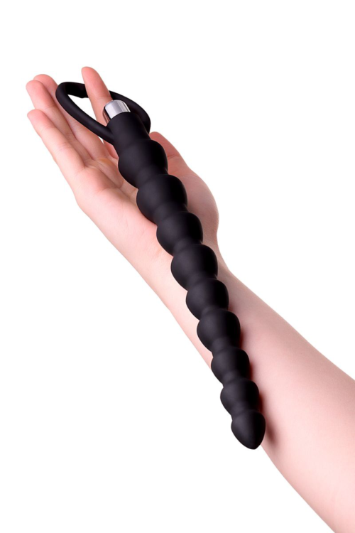 Черная анальная цепочка с вибрацией A-toys - 32,7 см. - 4