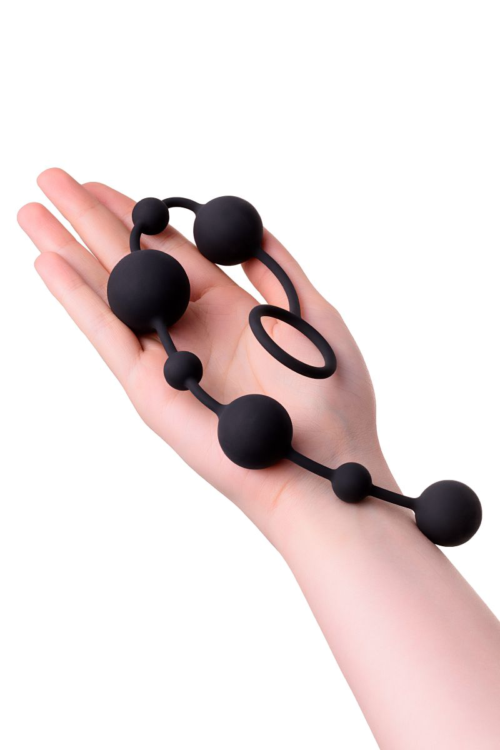 Черная анальная цепочка A-toys с шариками - 35,9 см. - 4