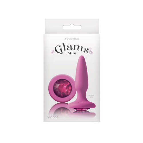 Розовая анальная пробка с розовым кристаллом Glams Mini Pink Gem - 8,4 см. - 1