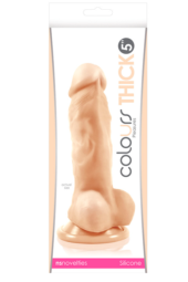 Телесный фаллоимитатор Colours Pleasures Thick 5 Dildo - 18,3 см. - 1