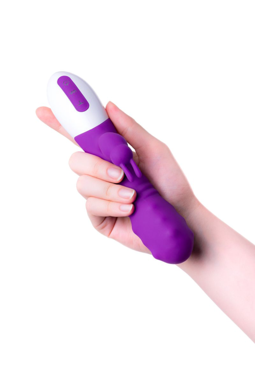 Фиолетовый вибратор JOS TATY с пульсирующими шариками - 21,5 см. - 14