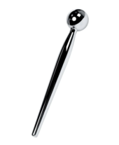 Серебристый уретральный плаг с ограничителем-шариком Metal - 9,5 см. - 0