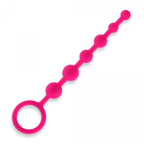 Розовая анальная цепочка из 6 шариков - 21 см. - 0