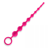 Розовая анальная цепочка из 9 шариков - 30 см. - 0