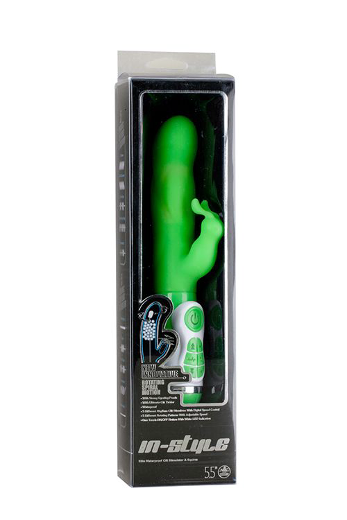 Зеленый вибратор с клиторальным стимулятором INSTYLE DUO VIBRATOR 5.5INCH - 14 см. - 1