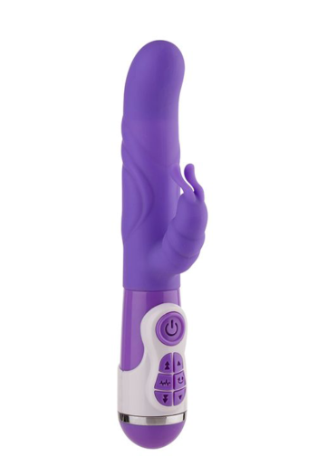 Фиолетовый вибратор с клиторальной стимуляцией INSTYLE DUO VIBRATOR 5.5INCH - 14 см.