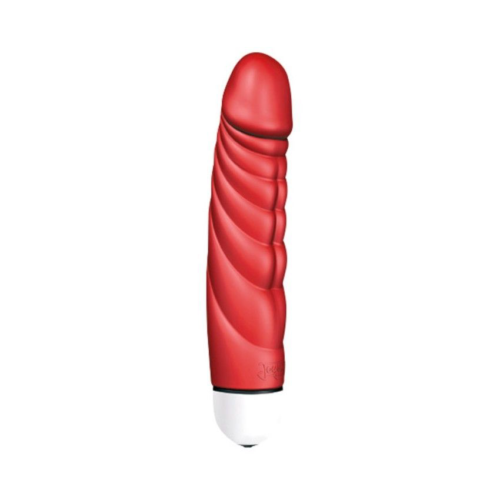 Красный вибратор с рёбрышками Mr. Big Intense - 18,4 см. - 0