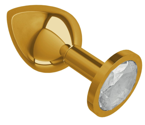 Золотистая средняя пробка с прозрачным кристаллом - 8,5 см. - 0
