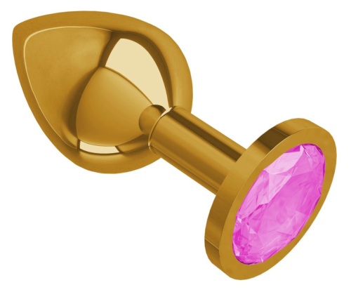 Золотистая средняя пробка с розовым кристаллом - 8,5 см. - 0