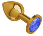 Золотистая средняя пробка с синим кристаллом - 8,5 см. - 0