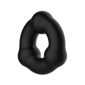 Черное эрекционное кольцо с 3 шариками - 1
