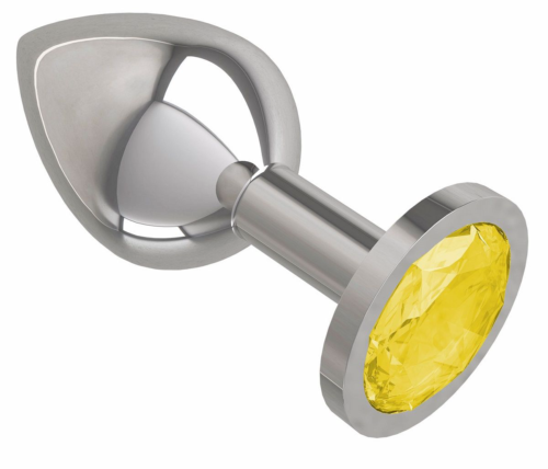 Серебристая средняя пробка с желтым кристаллом - 8,5 см. - 0