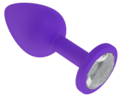Фиолетовая силиконовая пробка с прозрачным кристаллом - 7,3 см. - 0