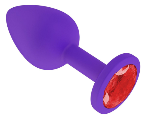 Фиолетовая силиконовая пробка с красным кристаллом - 7,3 см. - 0