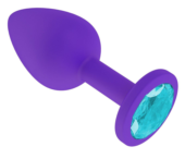 Фиолетовая силиконовая пробка с голубым кристаллом - 7,3 см. - 0