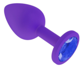 Фиолетовая силиконовая пробка с синим кристаллом - 7,3 см. - 0