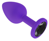 Фиолетовая силиконовая пробка с чёрным кристаллом - 7,3 см. - 0