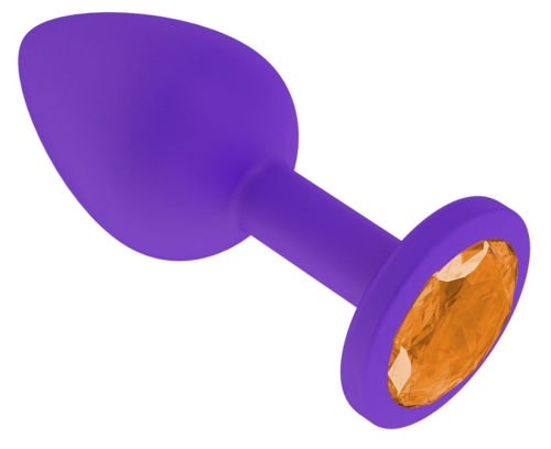 Фиолетовая силиконовая пробка с оранжевым кристаллом - 7,3 см. - 0