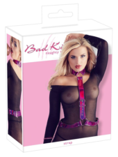 Неоново-розовая сбруя на шею и талию Bad Kitty Body Harness - 6