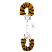 Меховые тигровые наручники - 0