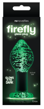 Прозрачная, светящаяся в темноте анальная пробка Glass Plug Large - 9,7 см. - 1