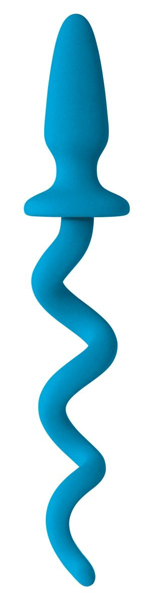 Голубая анальная пробка с хвостом-спиралью Oinkz - 0