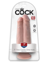 Сдвоенный телесный фаллоимитатор на присоске 7 Two Cocks One Hole - 20,3 см. - 1