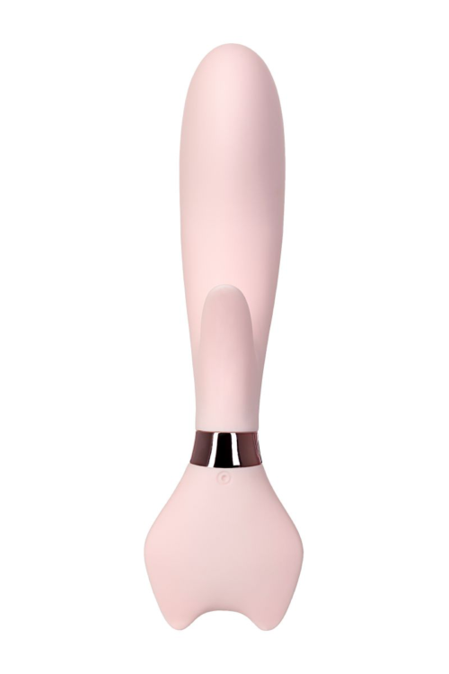 Нежно-розовый вибратор с клиторальным стимулятором Sinjoys CAT Vivi - 21,7 см. - 0