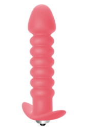Розовая анальная пробка с вибрацией Twisted Anal Plug - 13 см. - 0