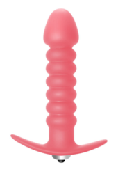 Розовая анальная пробка с вибрацией Twisted Anal Plug - 13 см. - 1