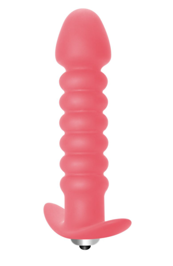 Розовая анальная пробка с вибрацией Twisted Anal Plug - 13 см.