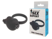 Чёрное эрекционное кольцо с вибрацией Sex Expert - 1
