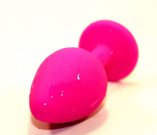 Розовая силиконовая коническая пробка с розовым стразом - 8,2 см. - 1