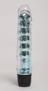 Прозрачно-голубой вибратор с пупырышками - 17,5 см. - 2