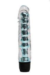 Прозрачно-голубой вибратор с пупырышками - 17,5 см. - 0
