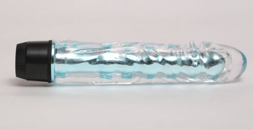Прозрачно-голубой вибратор с пупырышками - 17,5 см. - 1