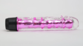 Прозрачно-розовой вибратор с пупырышками - 17,5 см. - 1