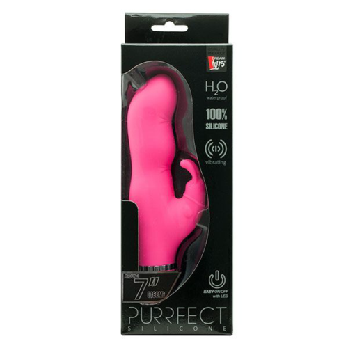 Розовый вибратор с клиторальным стимулятором PURRFECT SILICONE DELUXE DUOVIBE - 17,5 см. - 1